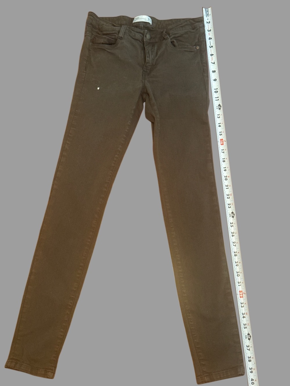 Zara Trafaluc Olive Brown Skinny Jeans Size 6 EUR 38 Stretch Mid Rise